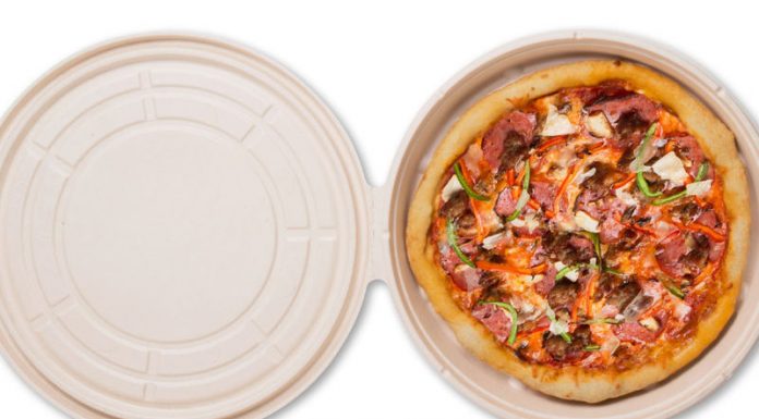 Cutie de pizza fabricata din plante, compostabila