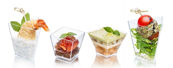 Appetizers in glasses