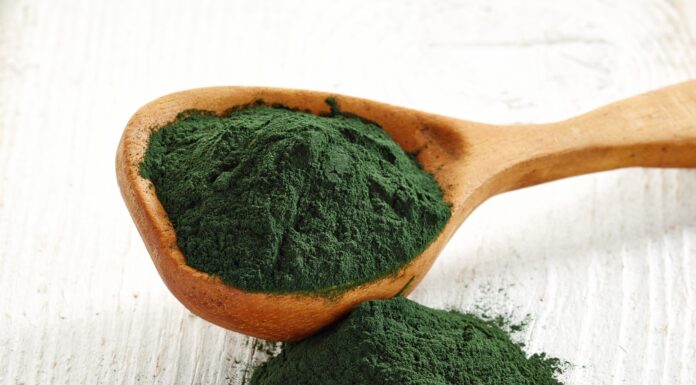 Un nou colorant alimentar natural sub formă de pudră verde făcută din turmeric și spirulină
