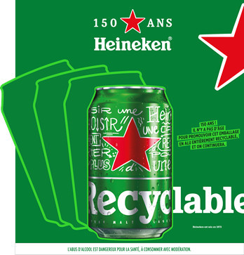Pentru aniversarea a 150 de ani, Heineken sărbătorește reciclabilitatea dozelor sale